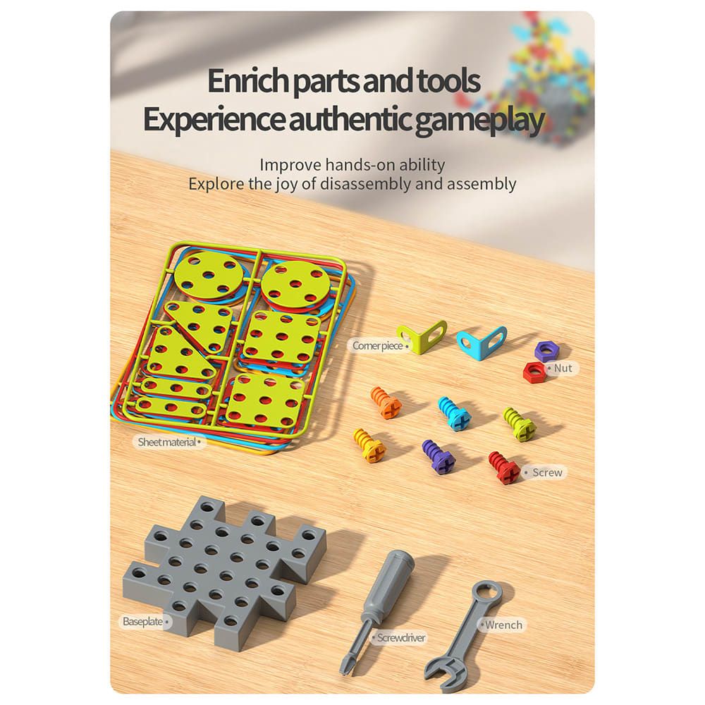 DIY Creative Screw Puzzle Building Block Table Set for Kids Ages 3+ view 3
