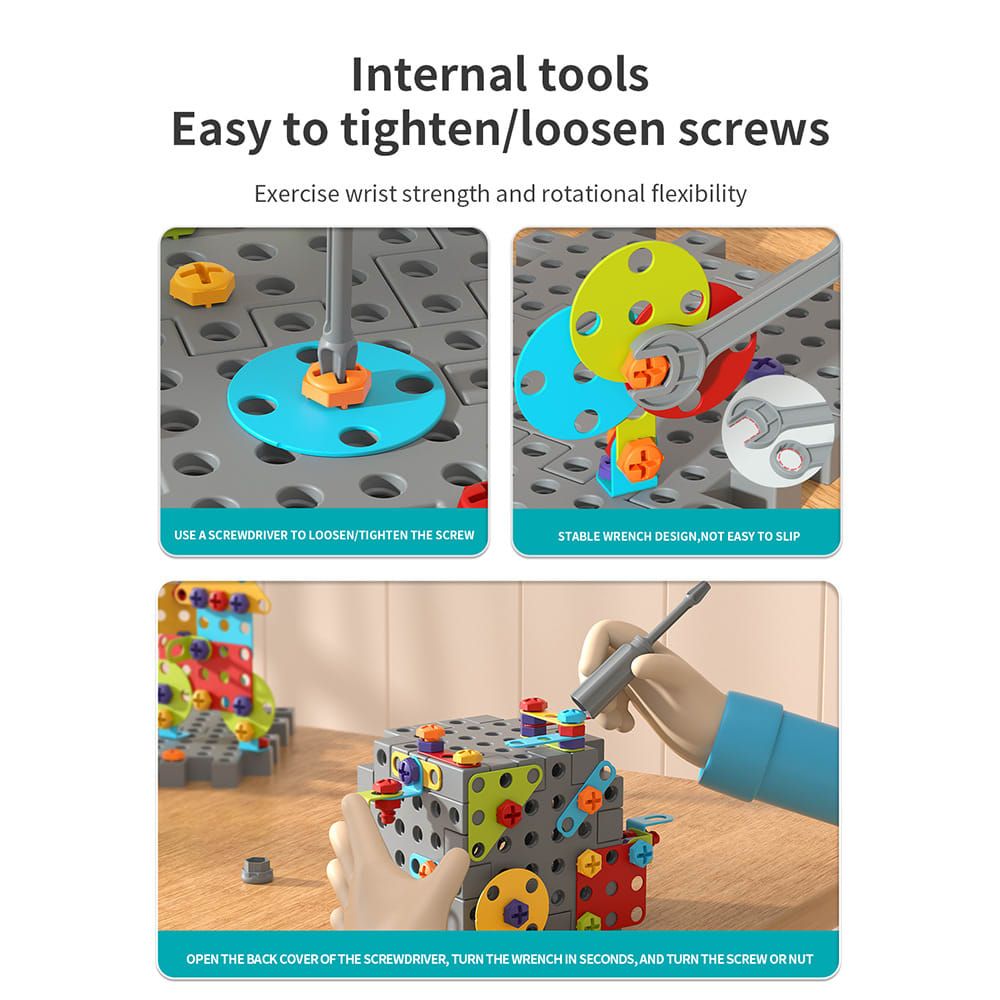 DIY Creative Screw Puzzle Building Block Table Set for Kids Ages 3+ view 4