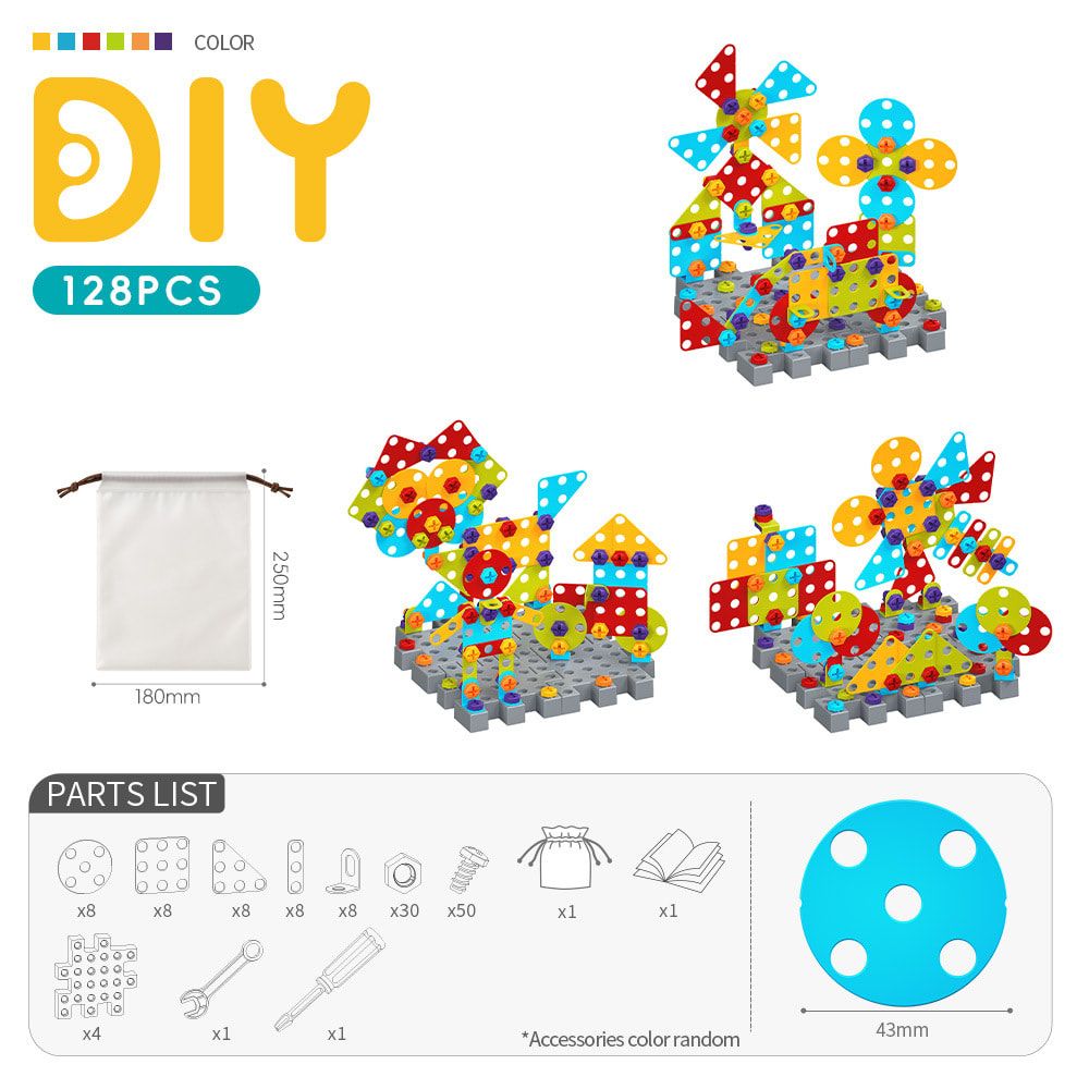 DIY Creative Screw Puzzle Building Block Table Set for Kids Ages 3+ view 6