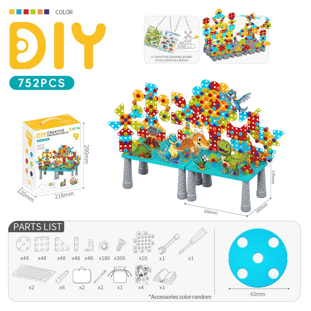 DIY Creative Screw Puzzle Building Block Table Set for Kids Ages 3+ view 8