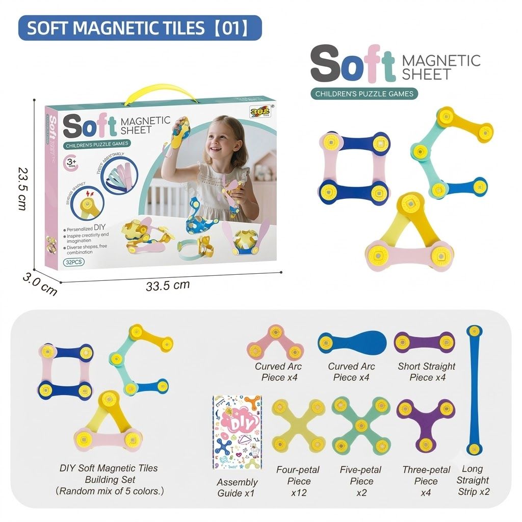 Kids 3D Soft Magnetic Building Tiles Toy Set view 6