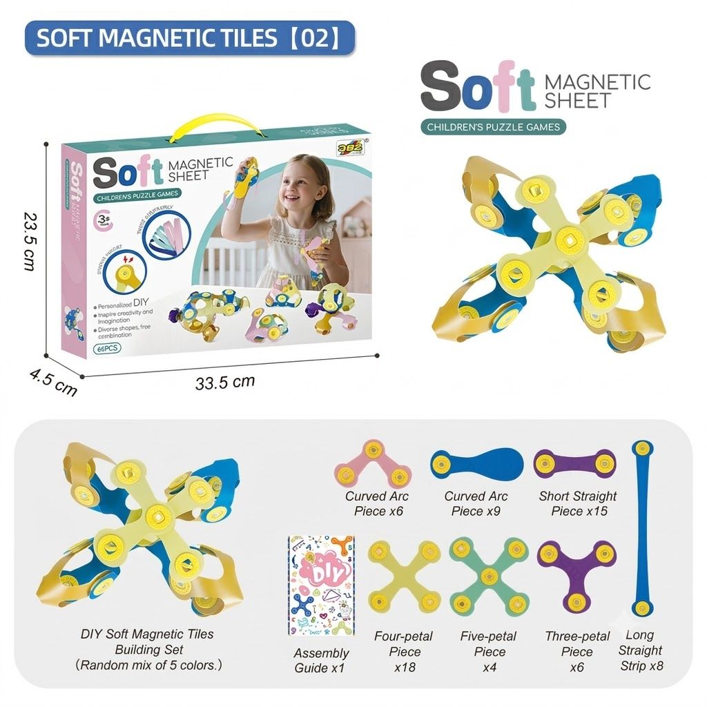 Kids 3D Soft Magnetic Building Tiles Toy Set view 7