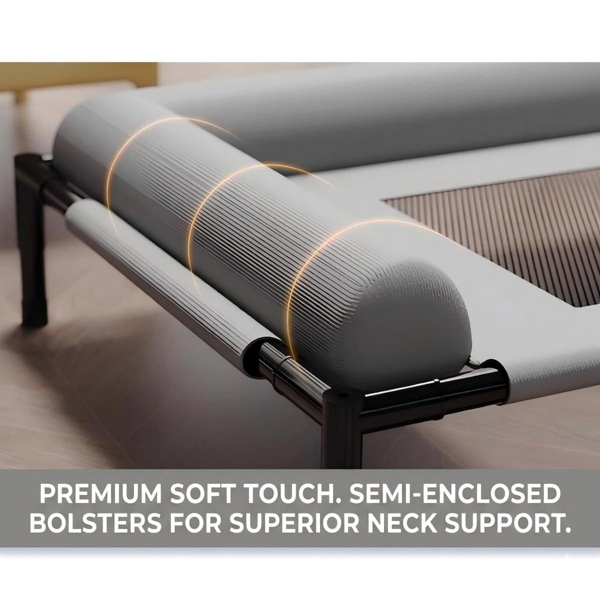 Elevated Pet Cot with Bolster Cushion view 2