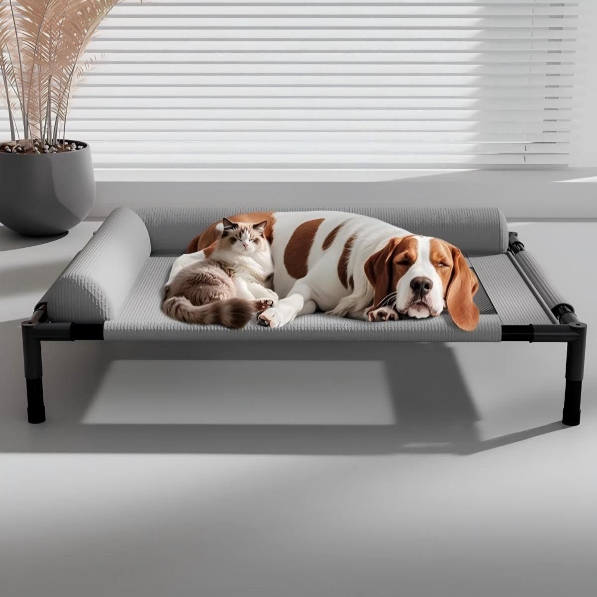 Elevated Pet Cot with Bolster Cushion view 6