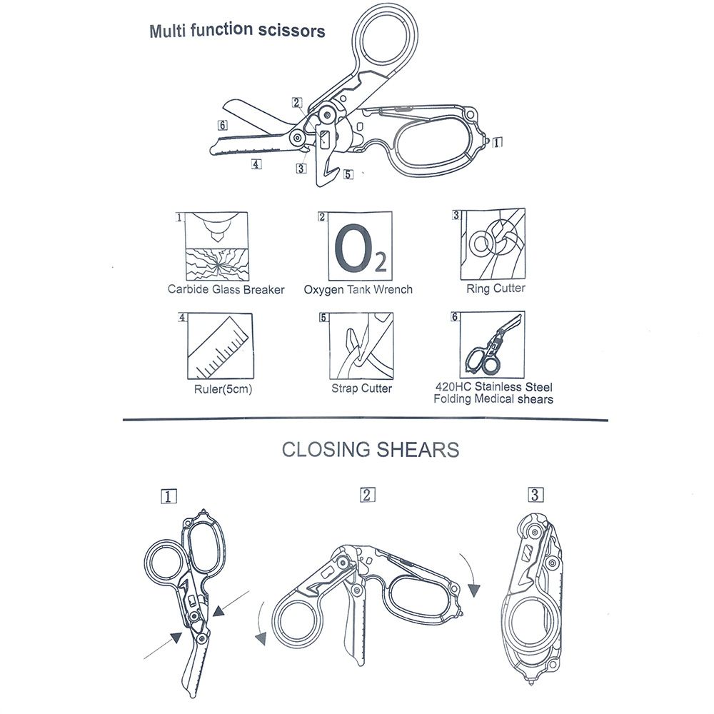 Multi-Function Folding Emergency Shear with 420HC Stainless Steel Blades view 10