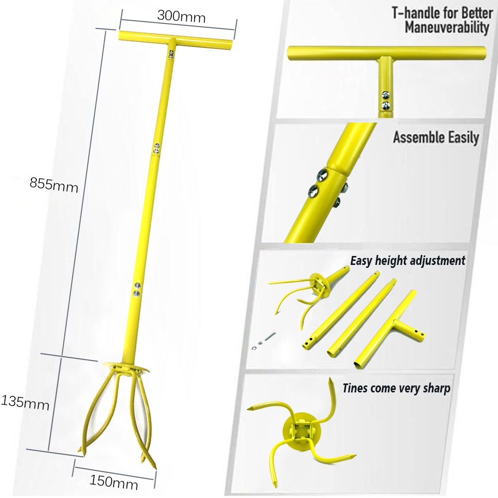 Manual Twist Tilling Soil Claw Garden Cultivator with T-Handle and Adjustable view 2