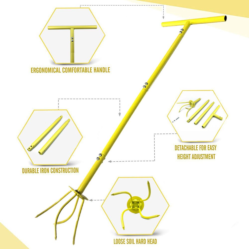 Manual Twist Tilling Soil Claw Garden Cultivator with T-Handle and Adjustable view 6