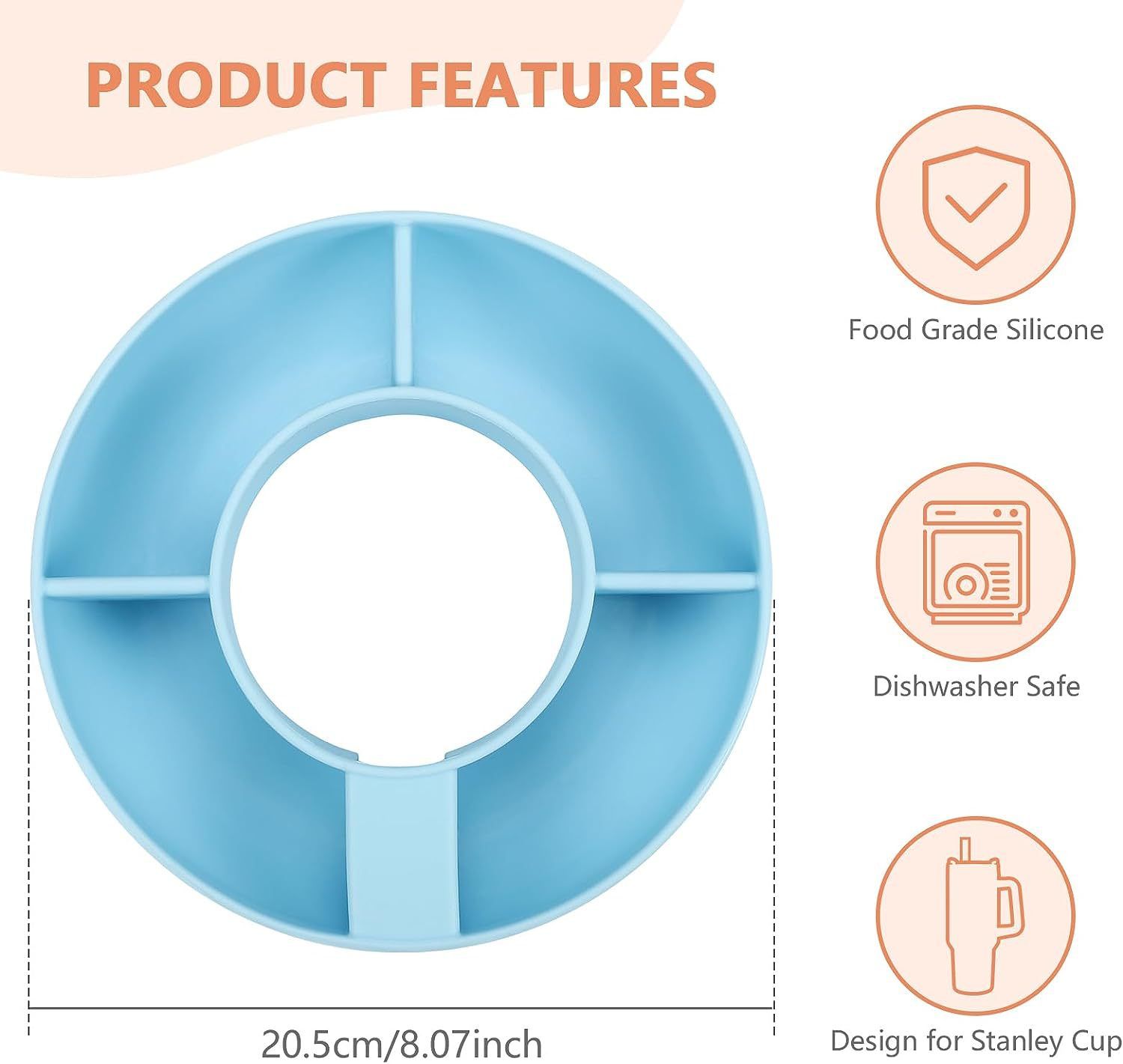 Food-Grade Silicone Snack Tray Ring for 40 oz Handled Tumbler — image 1