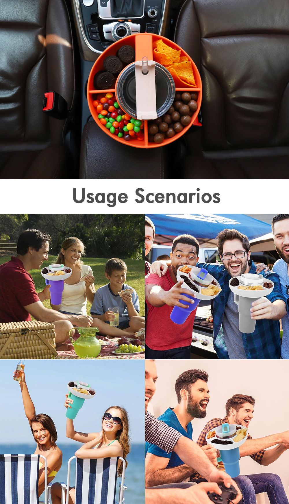 Food-Grade Silicone Snack Tray Ring for 40 oz Handled Tumbler view 10