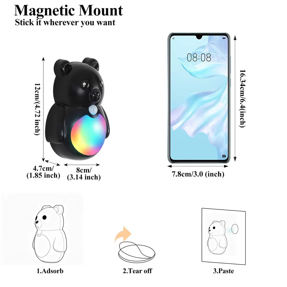 Adorable 3D Cartoon Bear LED Wall Light view 2