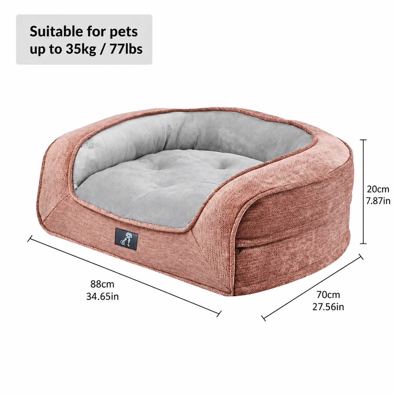 Plush Orthopedic Pet Sofa Bed with Bolstered Edges – Ultra-Soft Sponge Filled view 4