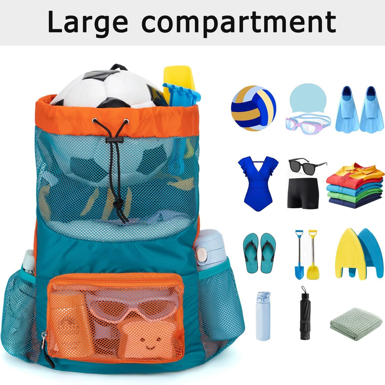 Drawstring Mesh Backpack Waterproof Sports Gym Bag Lightweight Beach Swim view 4