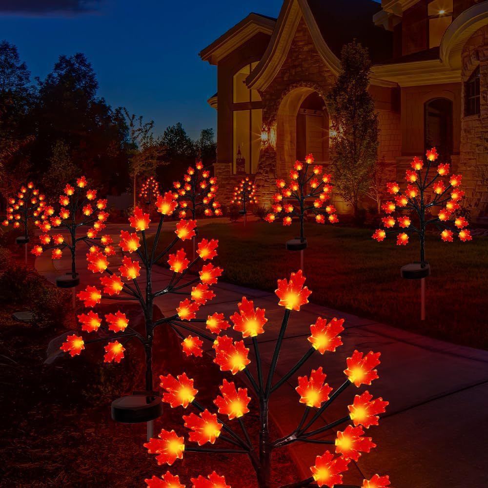 Transform Your Outdoor Space with Solar Maple Leaf Stake Lights – Charming