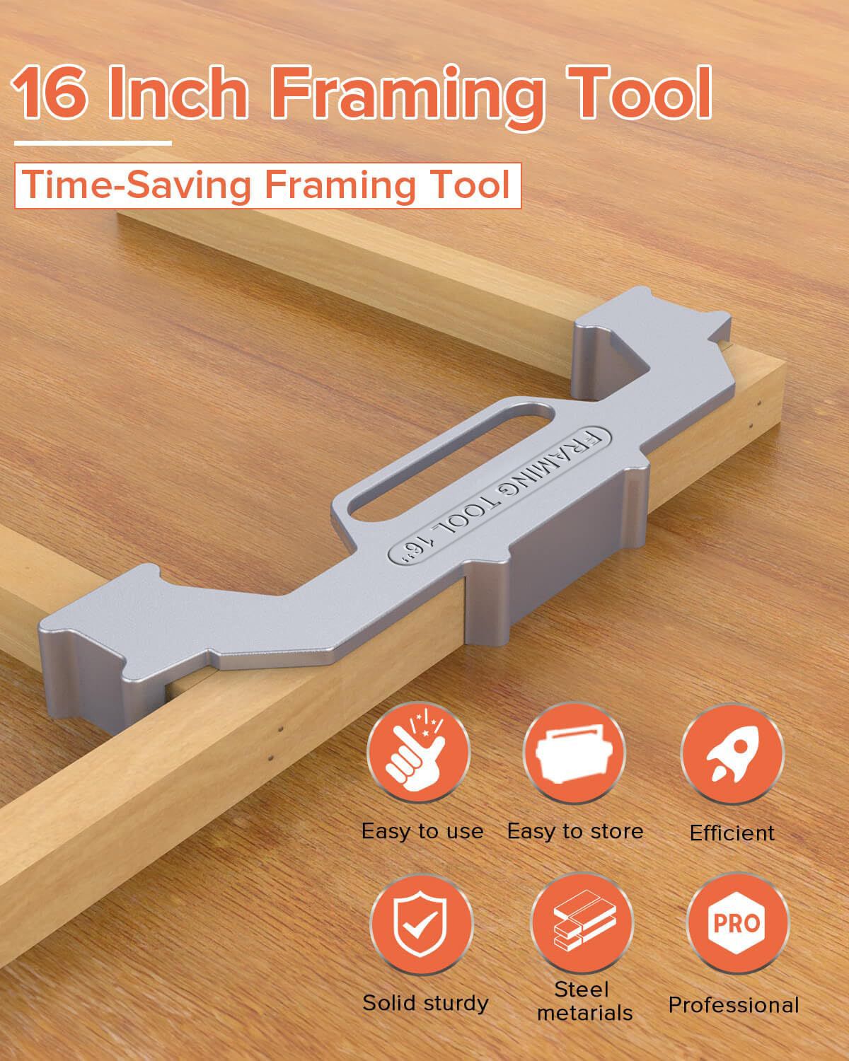 Woodworking Framing Spacer Tool with Bridge Design for Fast Stud Layout and view 4