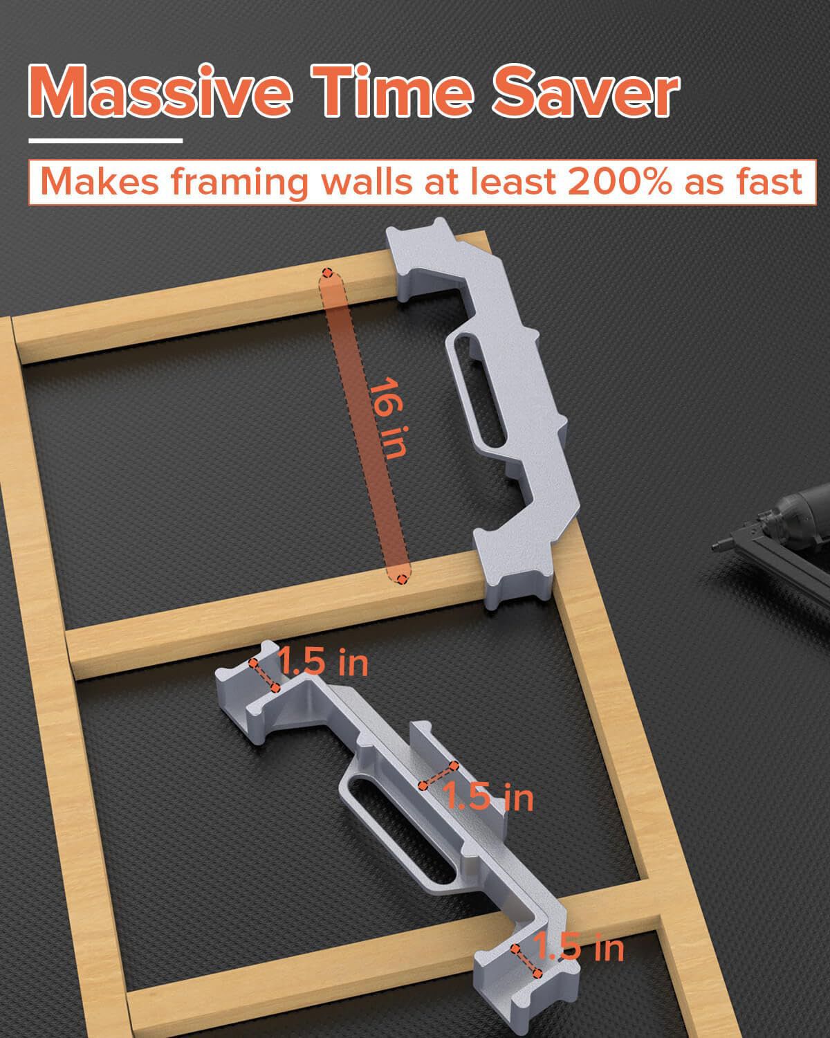 Woodworking Framing Spacer Tool with Bridge Design for Fast Stud Layout and view 6