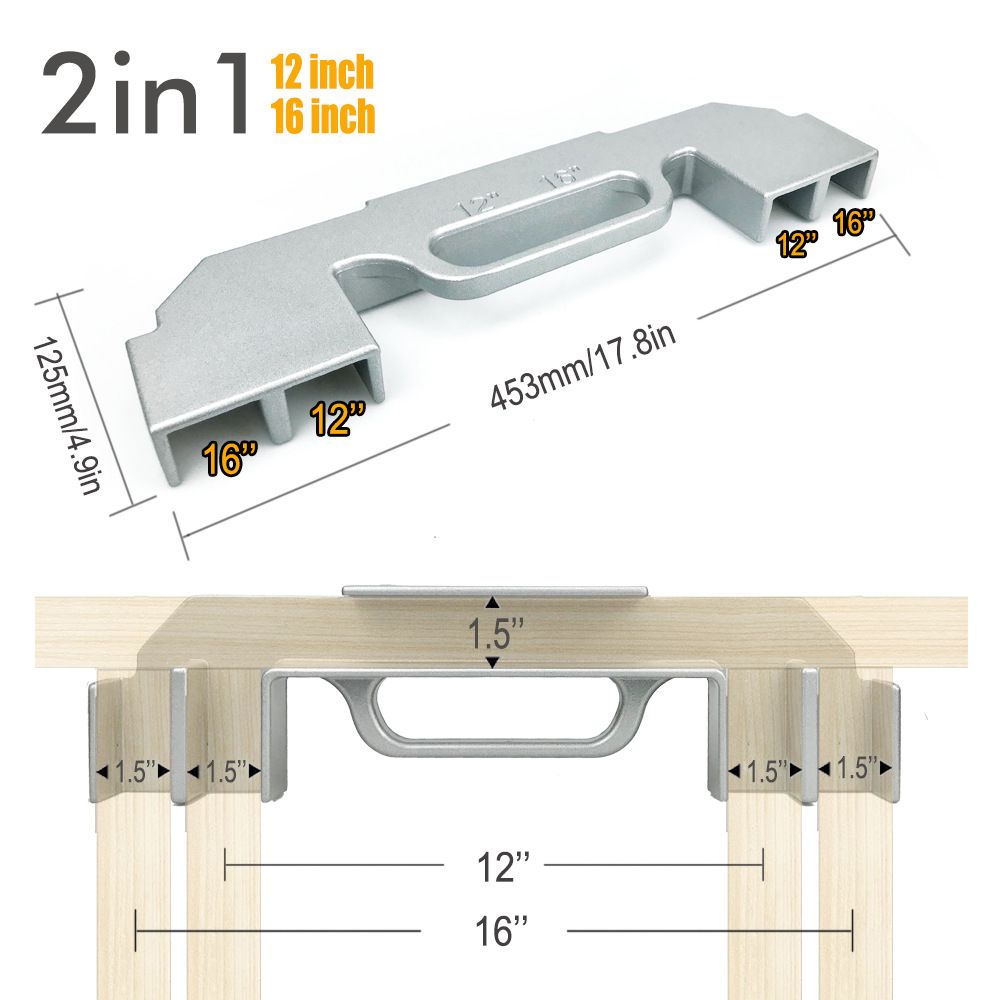 Woodworking Framing Spacer Tool with Bridge Design for Fast Stud Layout and view 15