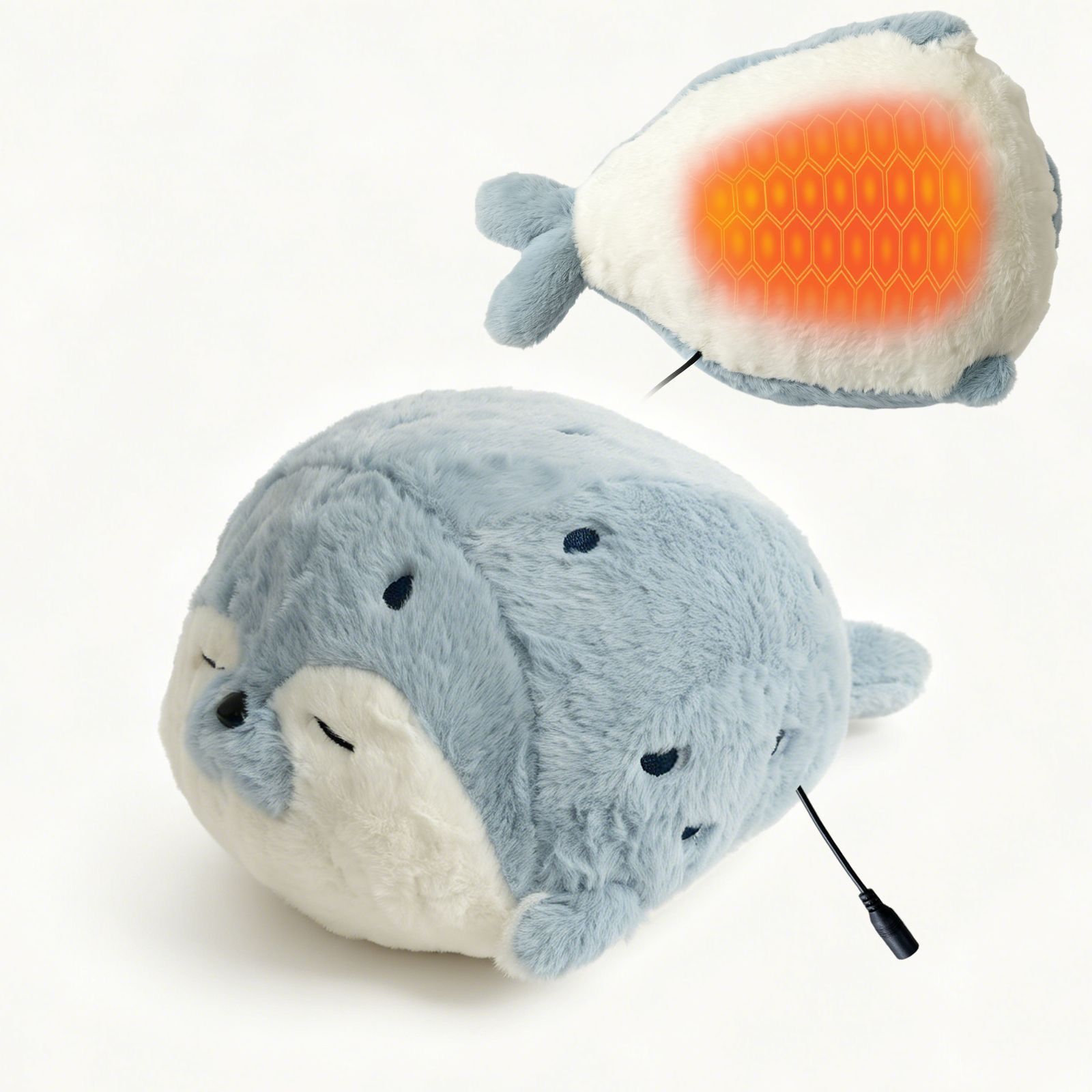 USB Heated Seal Plush Pillow with Temperature Control & Timer – Soft Fleece view 7