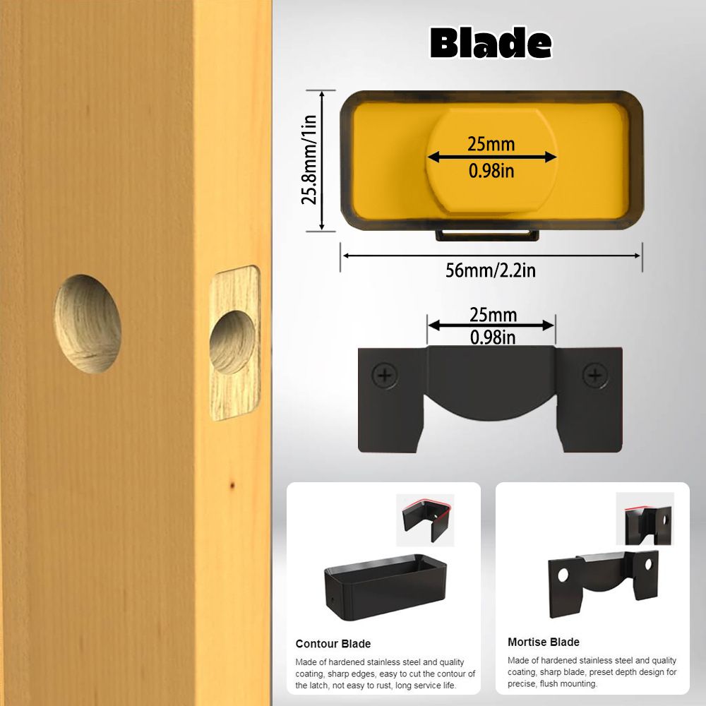 Door Latch Mortise Jig Template Tool with Dual Blades for Precise Lock view 3