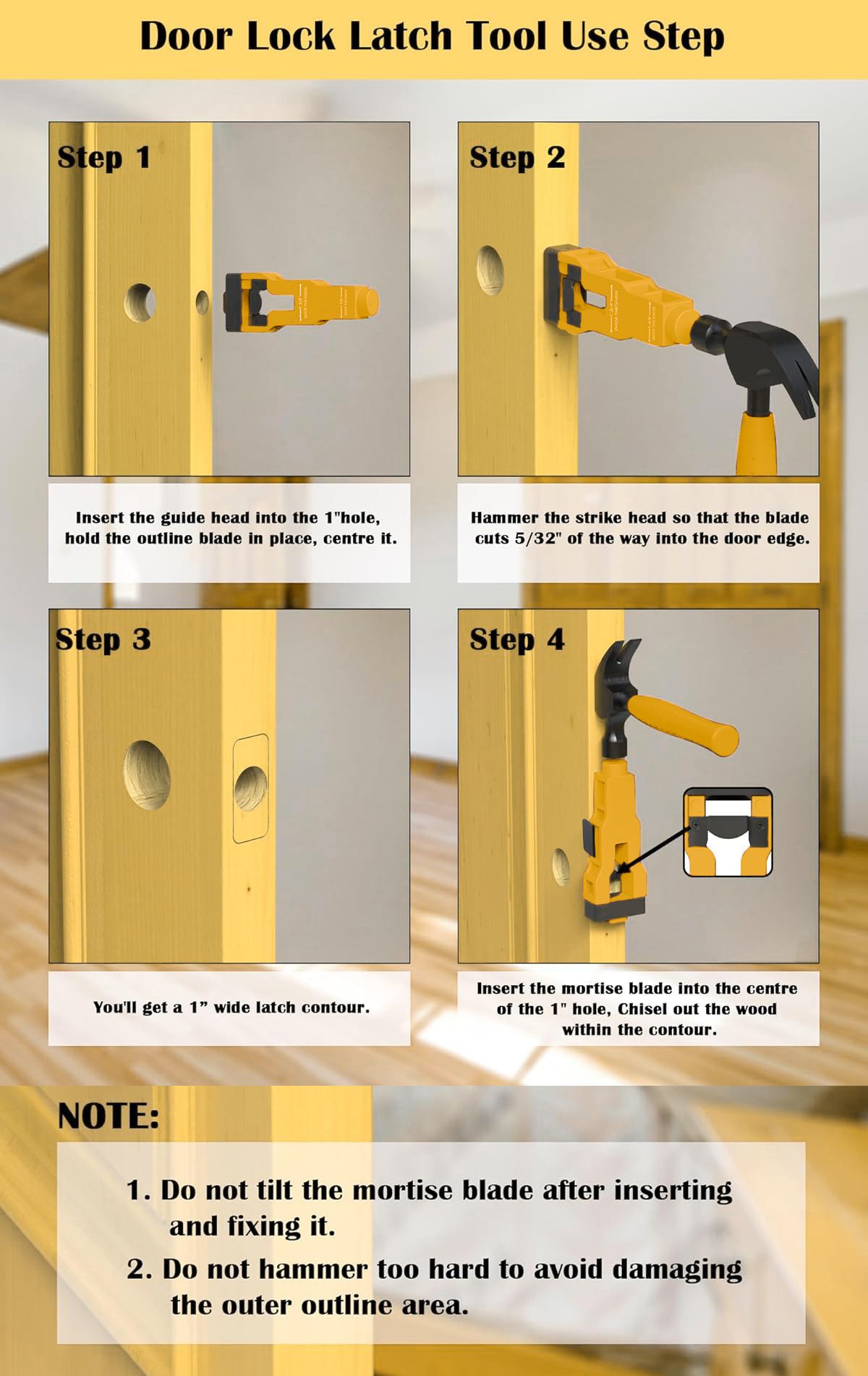Door Latch Mortise Jig Template Tool with Dual Blades for Precise Lock view 8