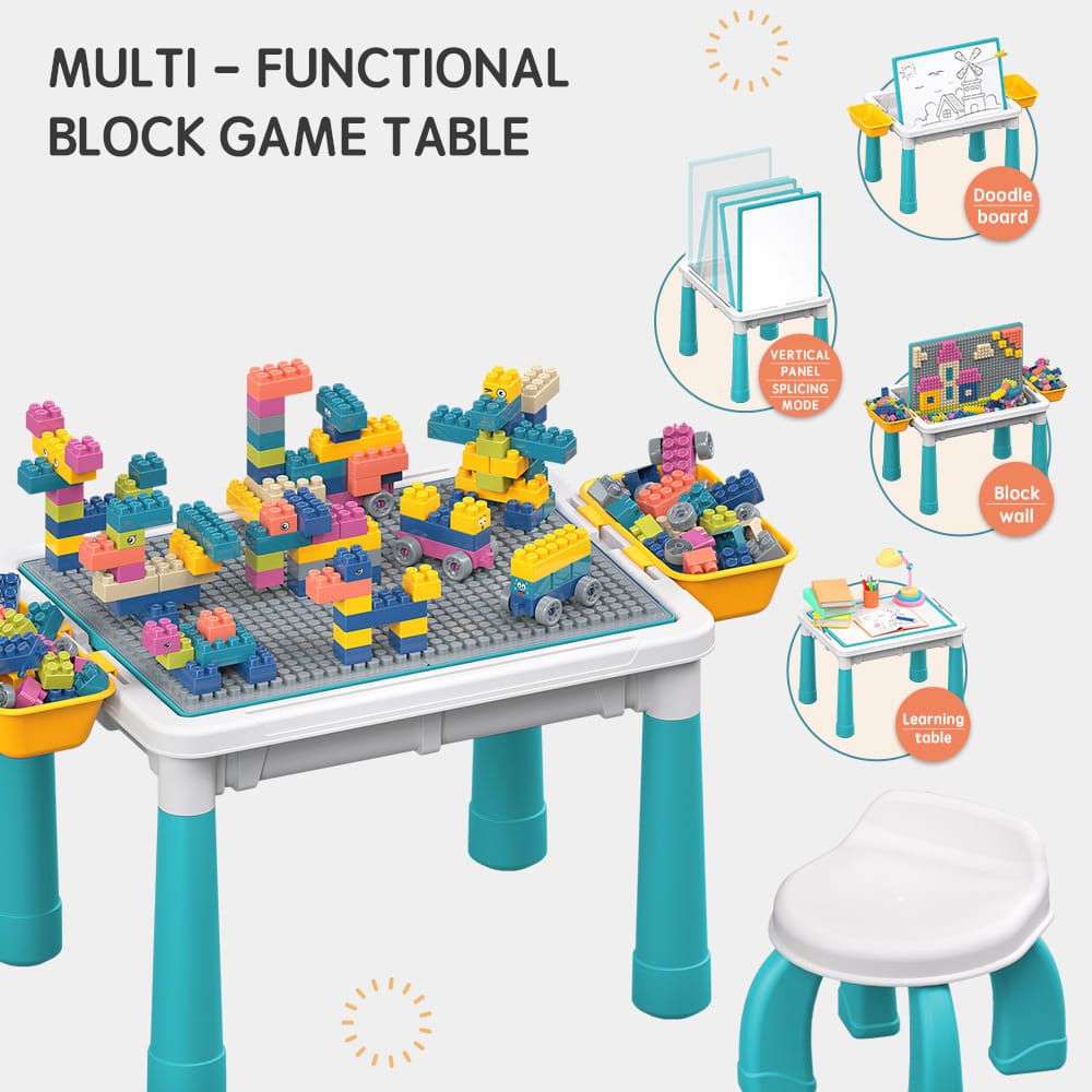 Multifunctional Kids Building Block Table Set with Storage view 3