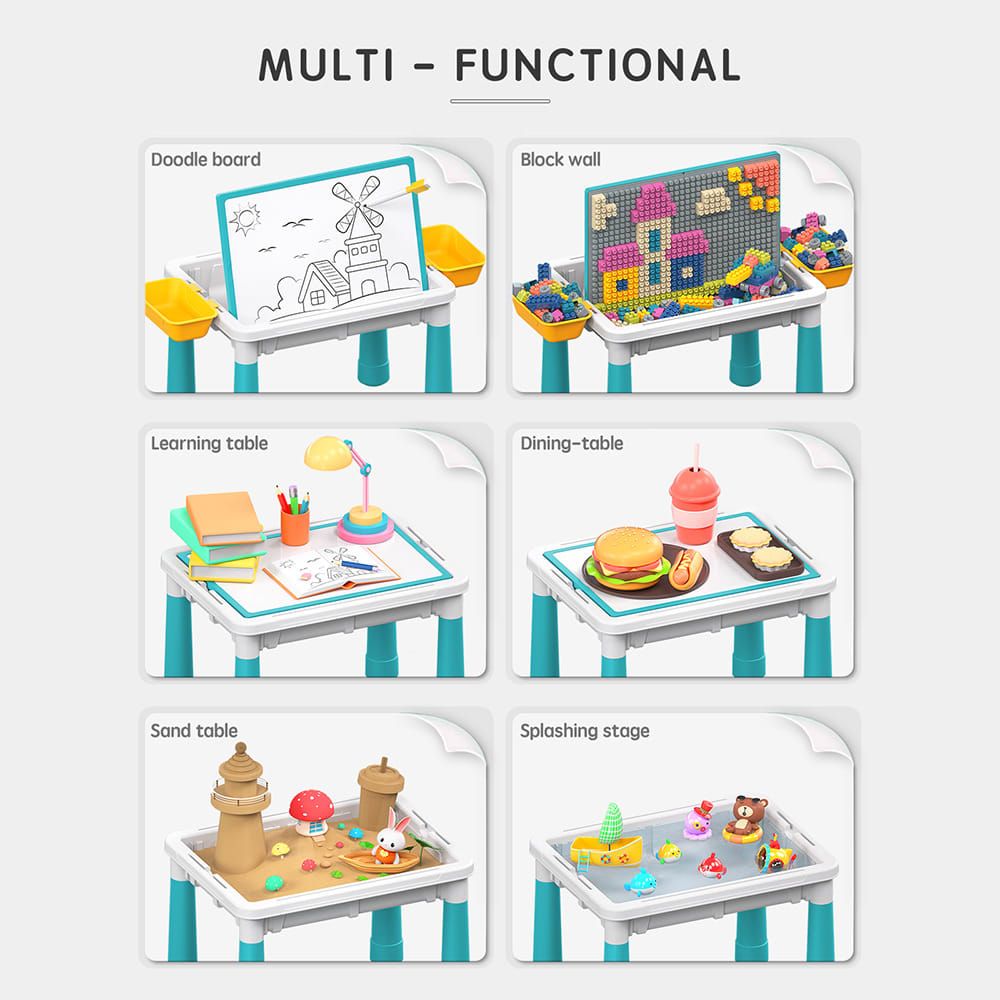 Multifunctional Kids Building Block Table Set with Storage view 4