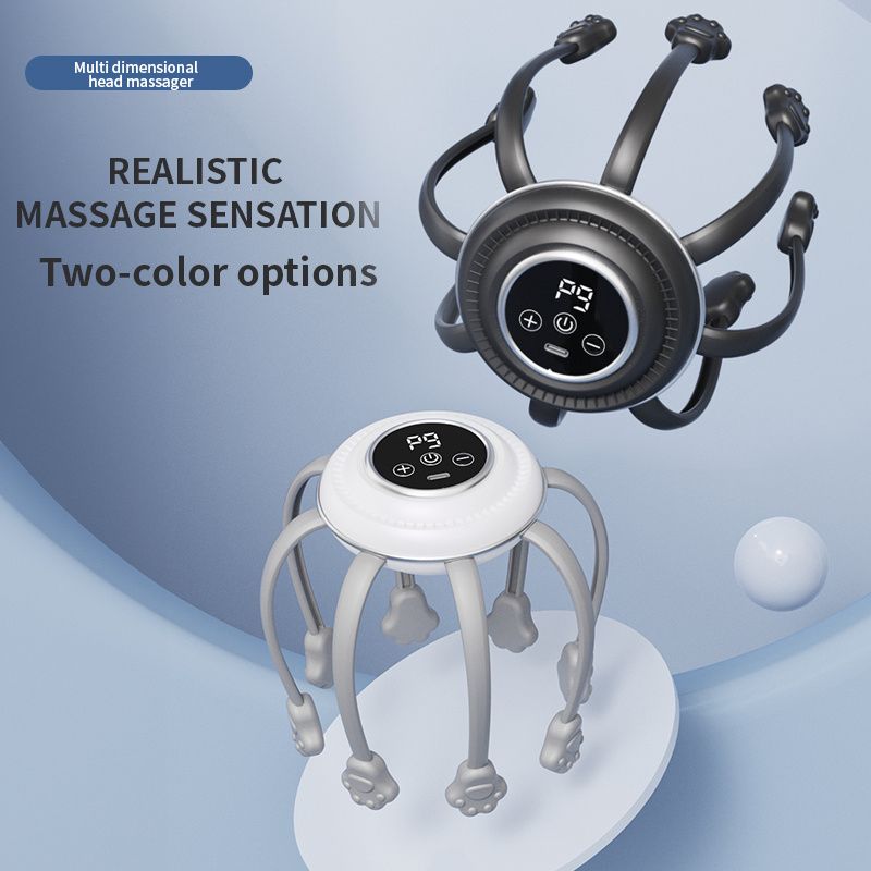 Wireless Octopus Head Massager with USB Charging – Ergonomic Scalp Relaxation view 3