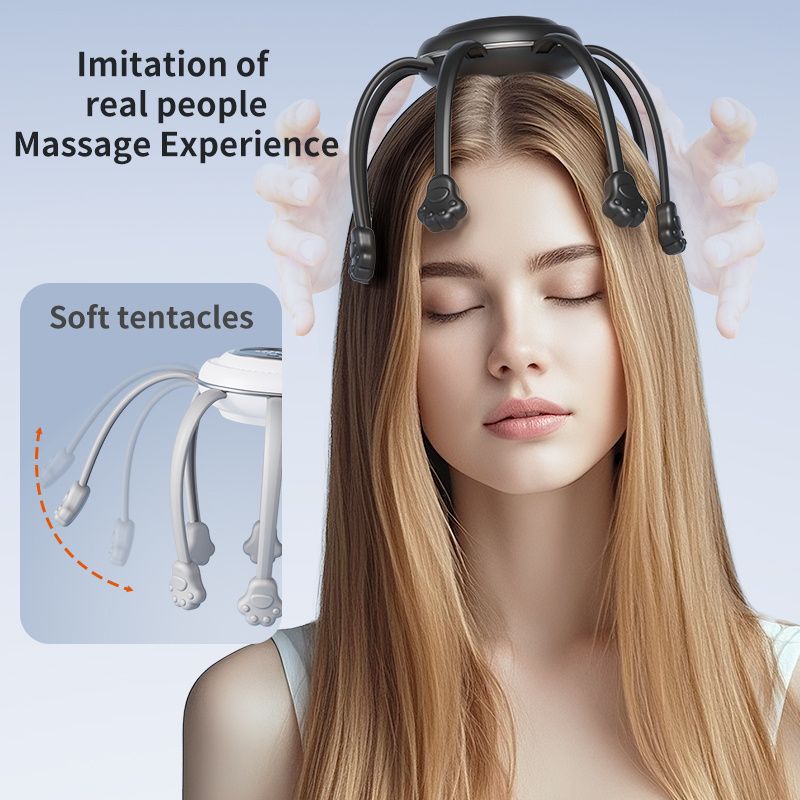 Wireless Octopus Head Massager with USB Charging – Ergonomic Scalp Relaxation view 5