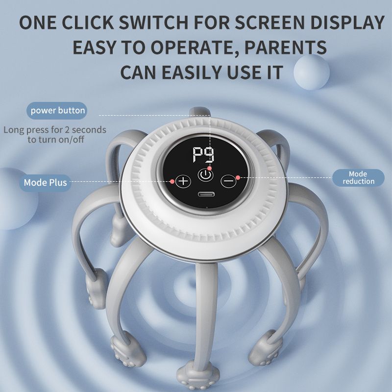 Wireless Octopus Head Massager with USB Charging – Ergonomic Scalp Relaxation view 6