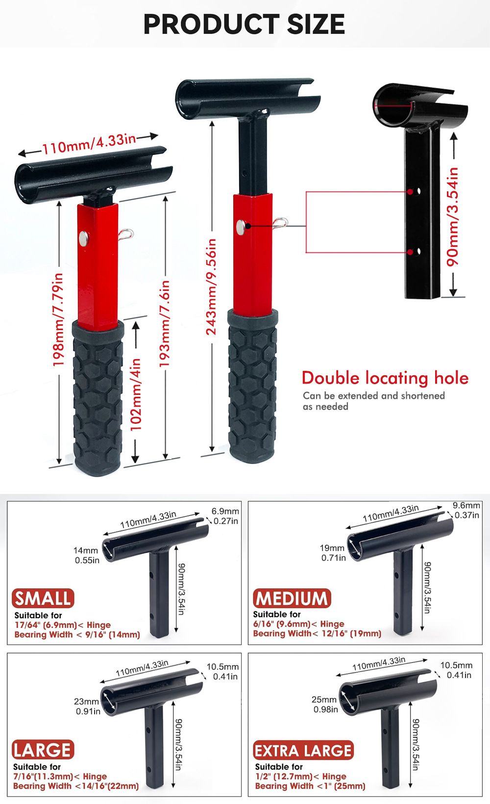 Four-in-One Hinge Gap Adjustment Tool with Interchangeable T-Type Heads for view 2