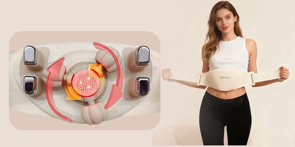 White abdominal massage belt view 4