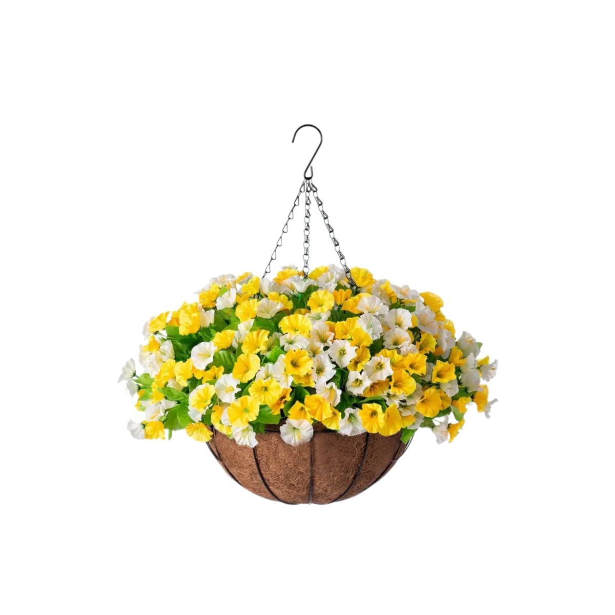 Artificial Petunia Hanging Flower Arrangement Red White Blue Flowers Outdoor view 7