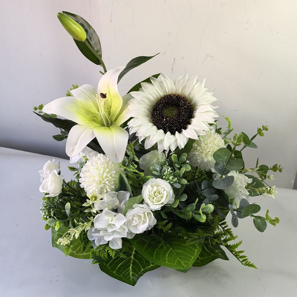 Artificial Flower Arrangement Fake Lilies And Roses Home Decor Accents Garden view 2