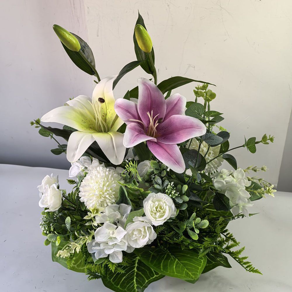 Artificial Flower Arrangement Fake Lilies And Roses Home Decor Accents Garden view 7