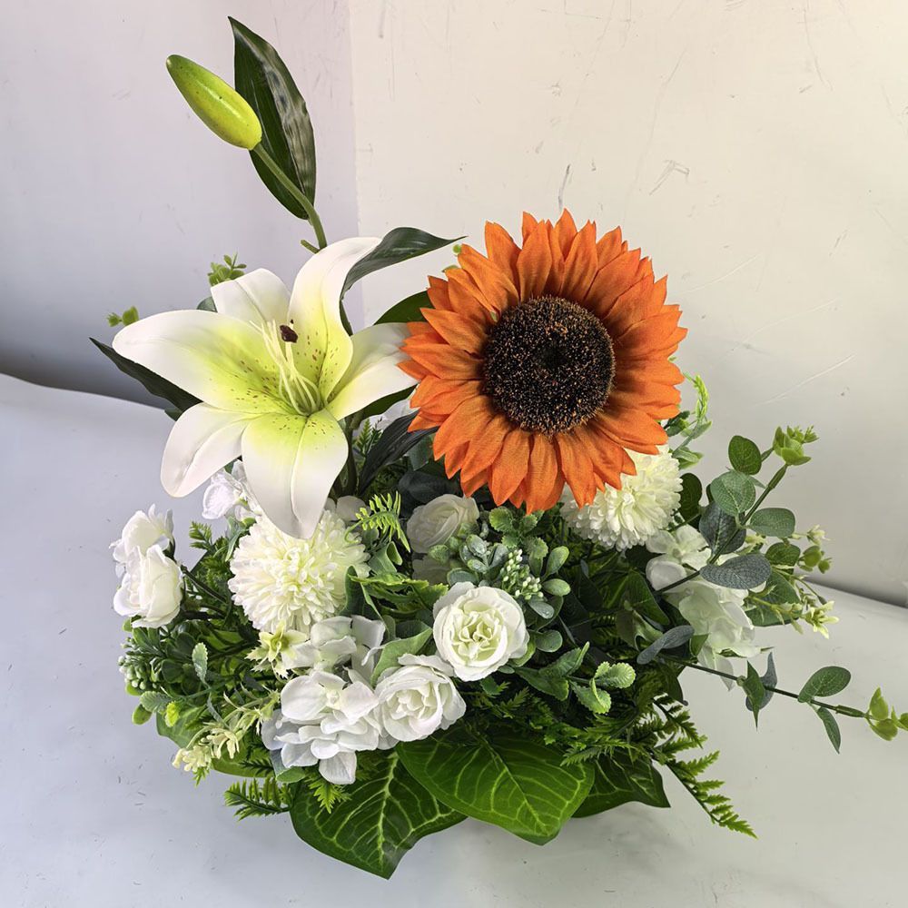 Artificial Flower Arrangement Fake Lilies And Roses Home Decor Accents Garden view 8