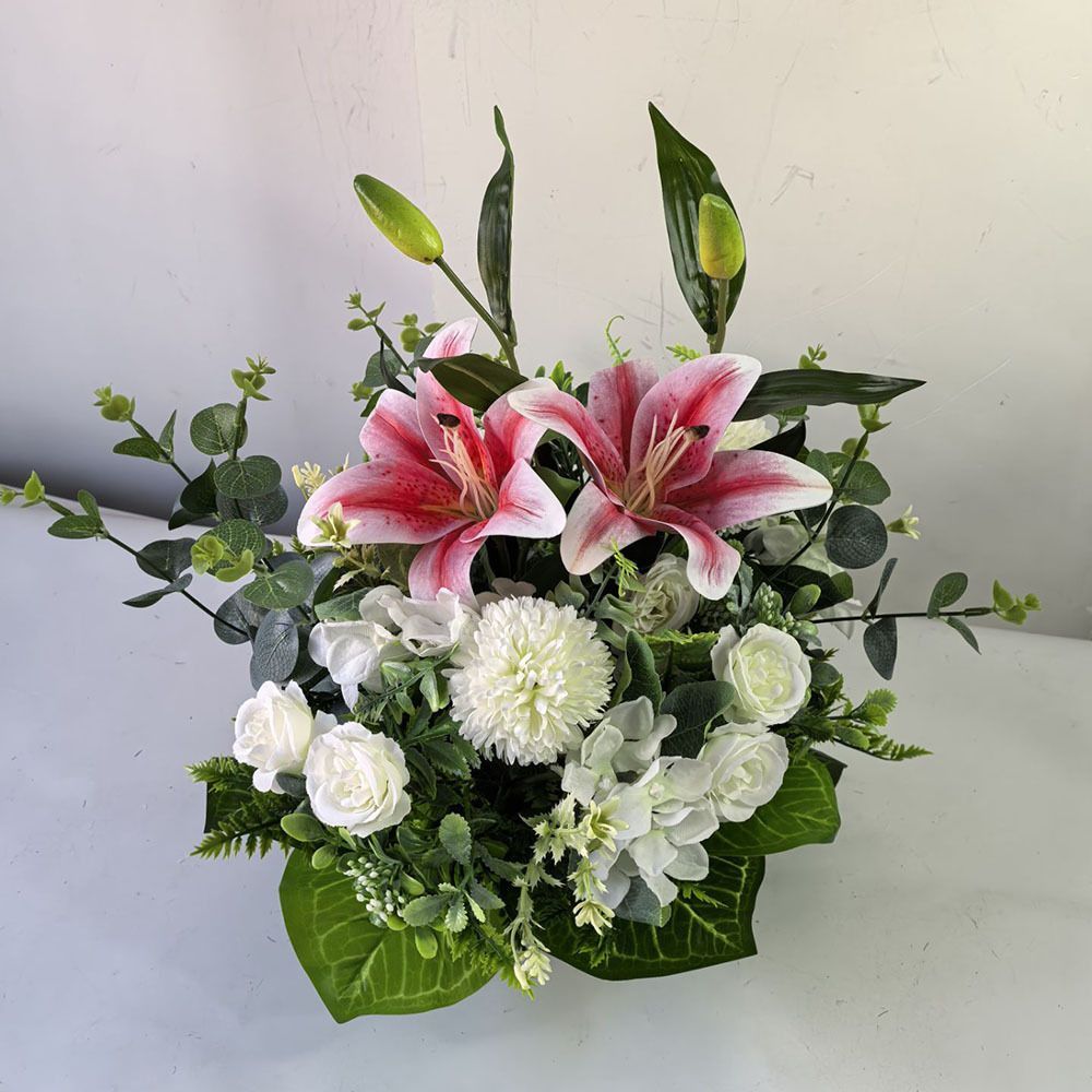 Artificial Flower Arrangement Fake Lilies And Roses Home Decor Accents Garden view 3