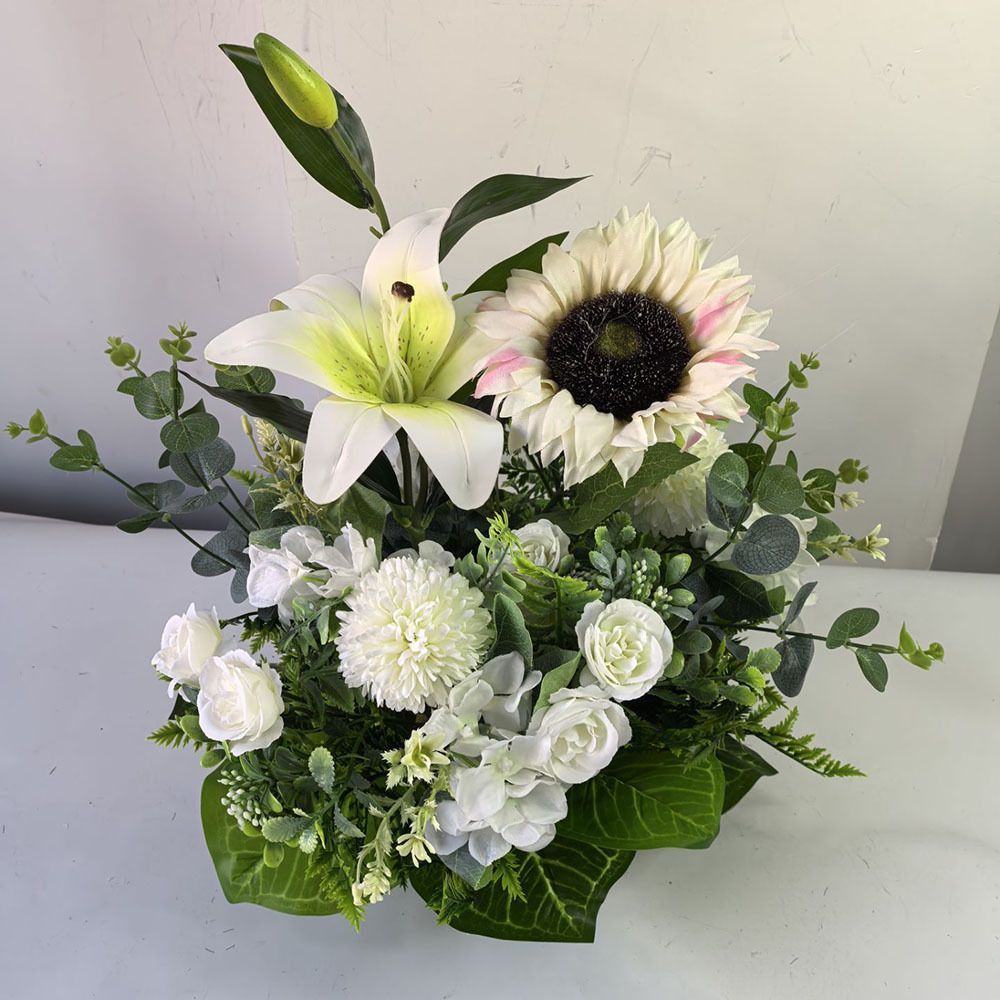 Artificial Flower Arrangement Fake Lilies And Roses Home Decor Accents Garden view 4