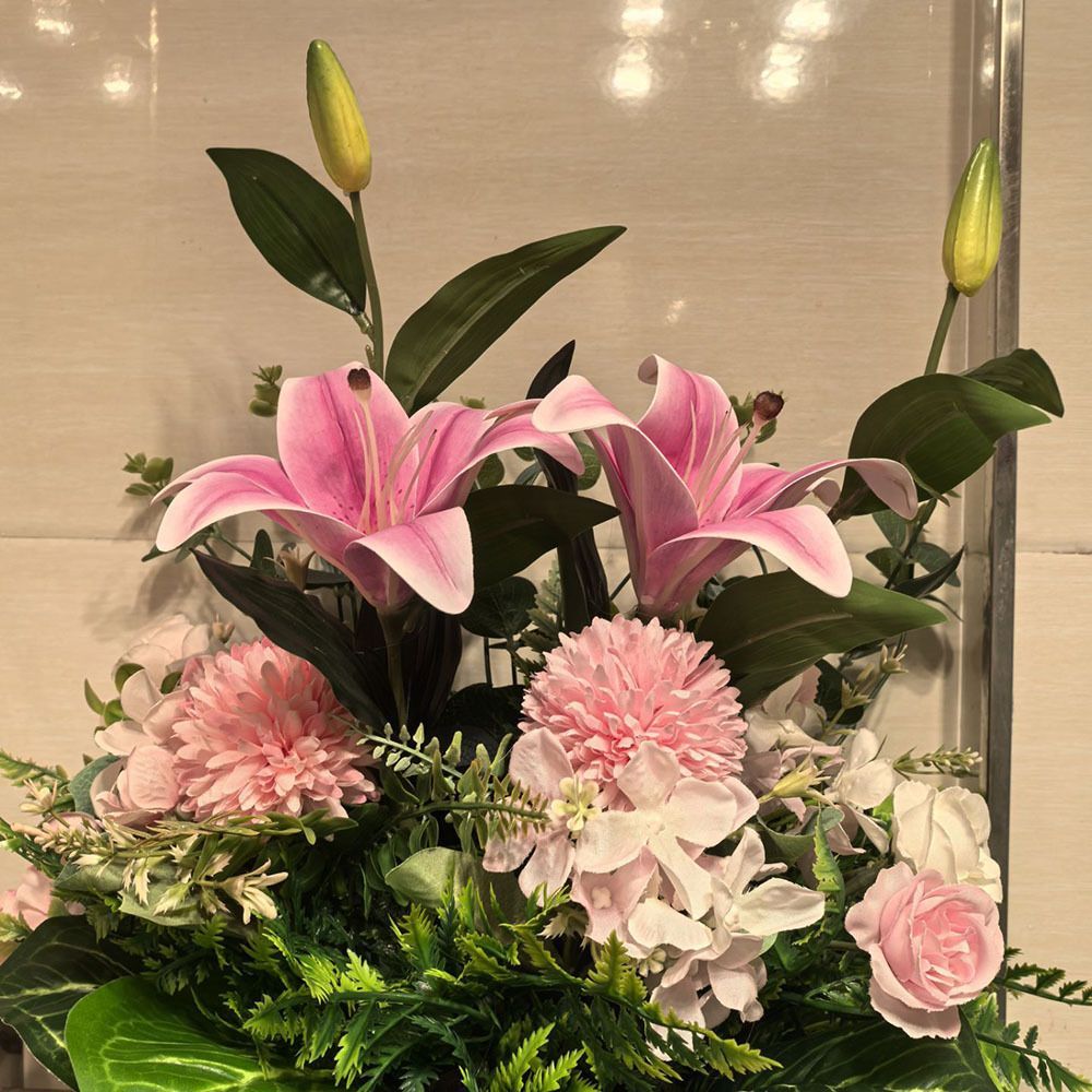 Artificial Flower Arrangement Fake Lilies And Roses Home Decor Accents Garden view 14