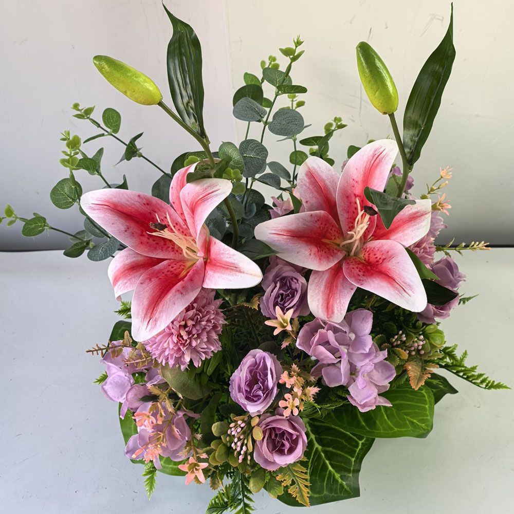 Artificial Flower Arrangement Fake Lilies And Roses Home Decor Accents Garden view 10