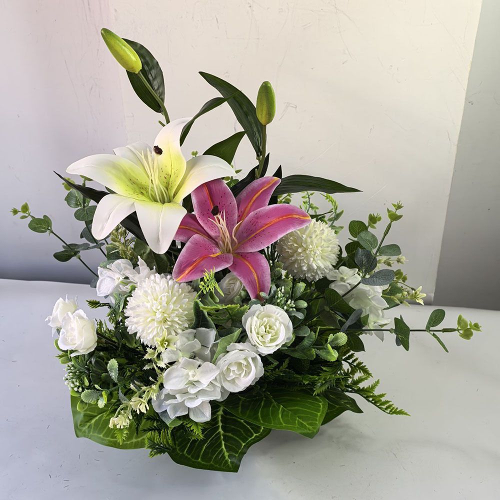 Artificial Flower Arrangement Fake Lilies And Roses Home Decor Accents Garden — image 1