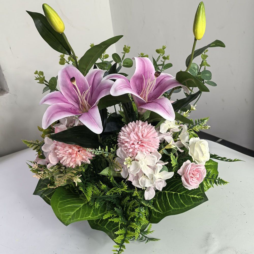 Artificial Flower Arrangement Fake Lilies And Roses Home Decor Accents Garden view 4