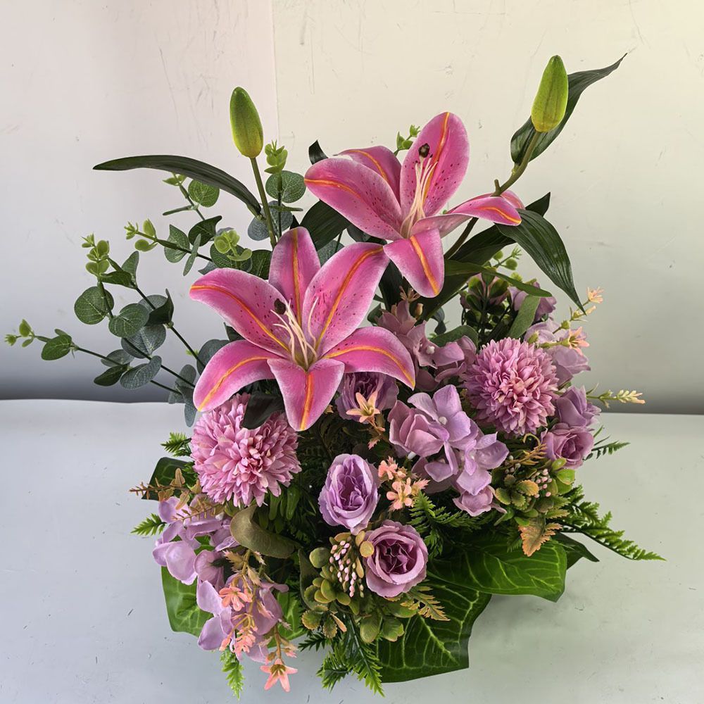 Artificial Flower Arrangement Fake Lilies And Roses Home Decor Accents Garden view 8