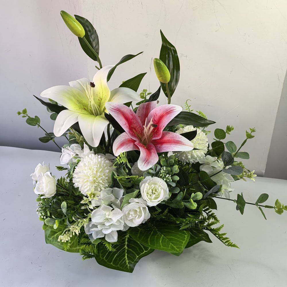 Artificial Flower Arrangement Fake Lilies And Roses Home Decor Accents Garden view 4