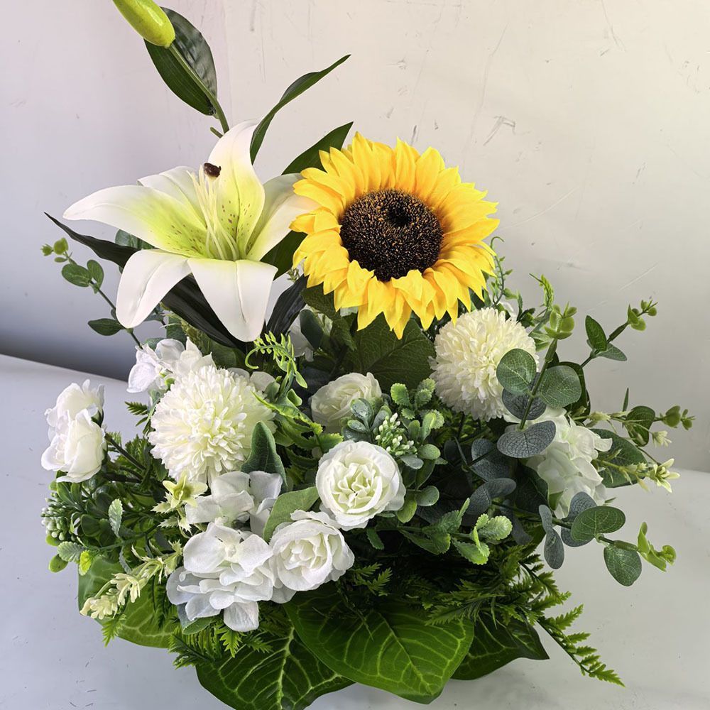 Artificial Flower Arrangement Fake Lilies And Roses Home Decor Accents Garden view 8