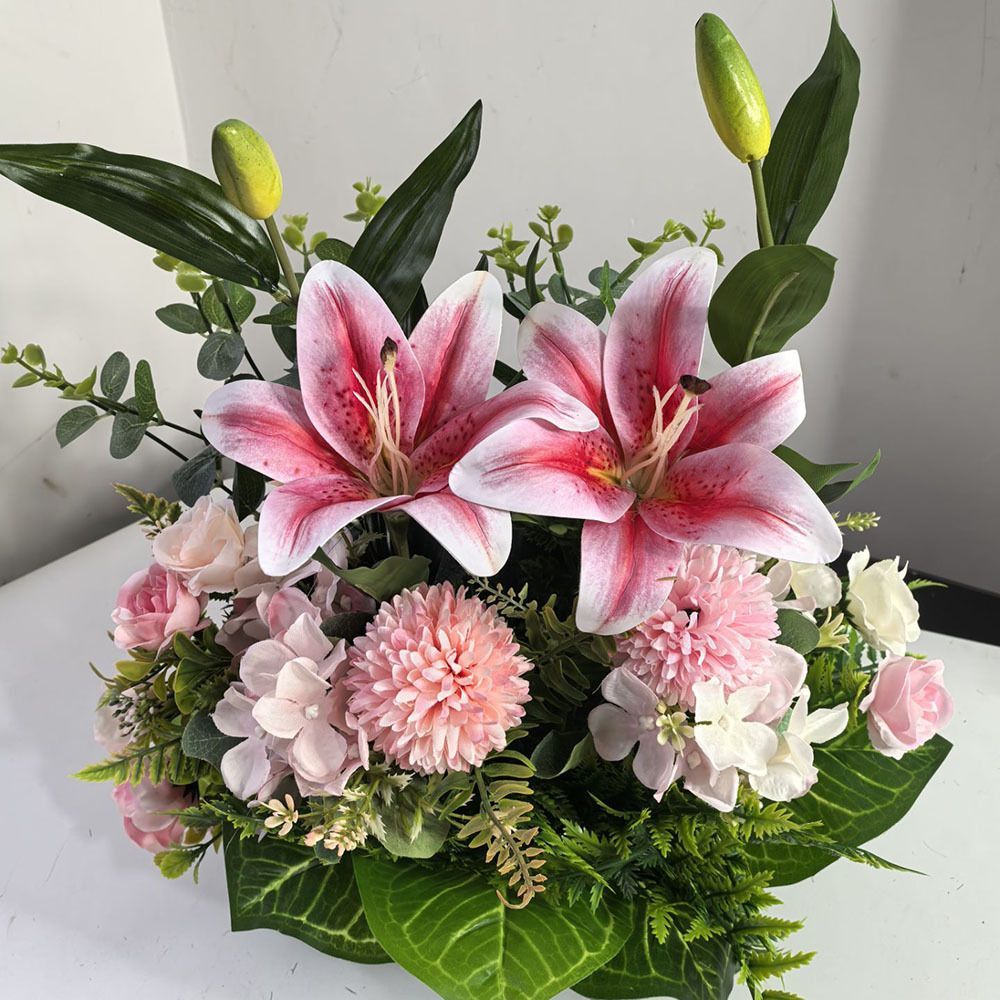 Artificial Flower Arrangement Fake Lilies And Roses Home Decor Accents Garden view 12