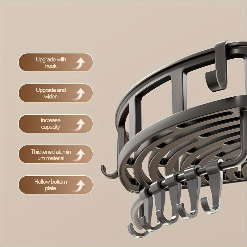 Gray Shower Caddy 3-Tier Corner Caddy Shower Hooks Bathroom Storage Rust-Resistant view 4