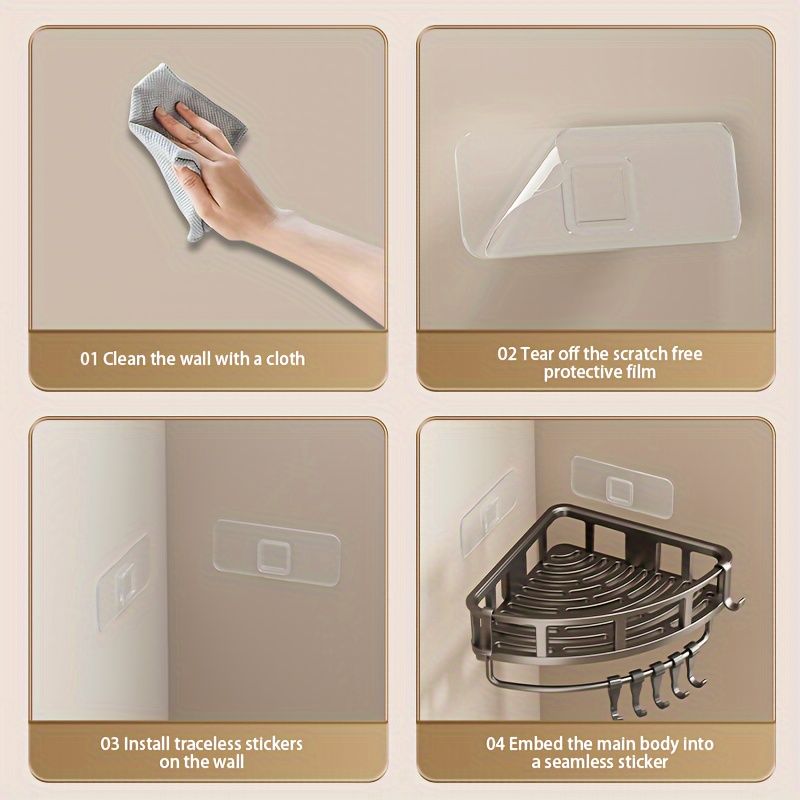 Gray Shower Caddy 3-Tier Corner Caddy Shower Hooks Bathroom Storage Rust-Resistant view 5