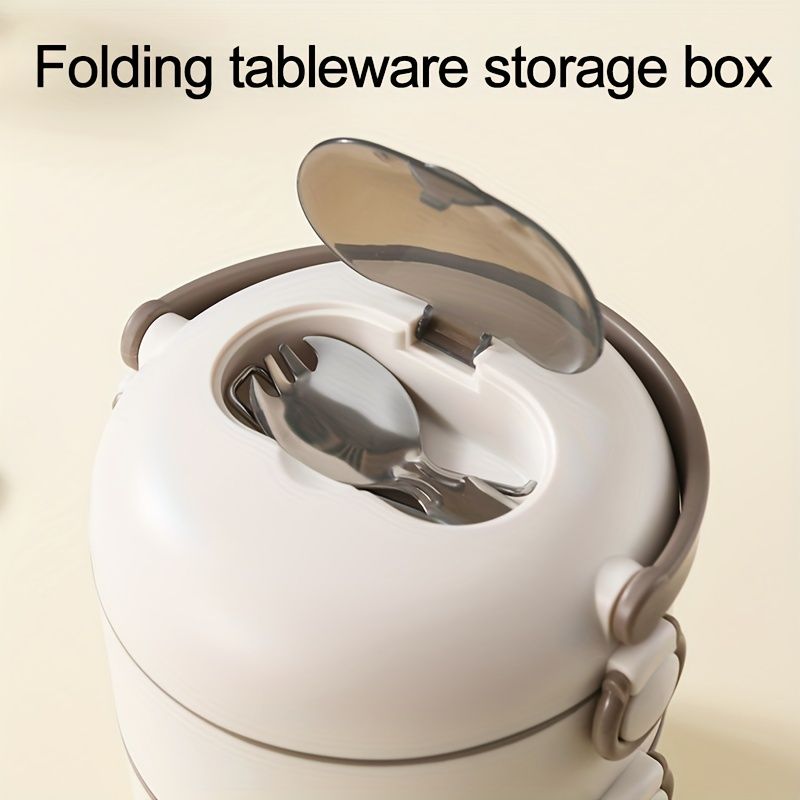 3-layer lunch box, insulated lunch box, portable lunch box, food storage view 3