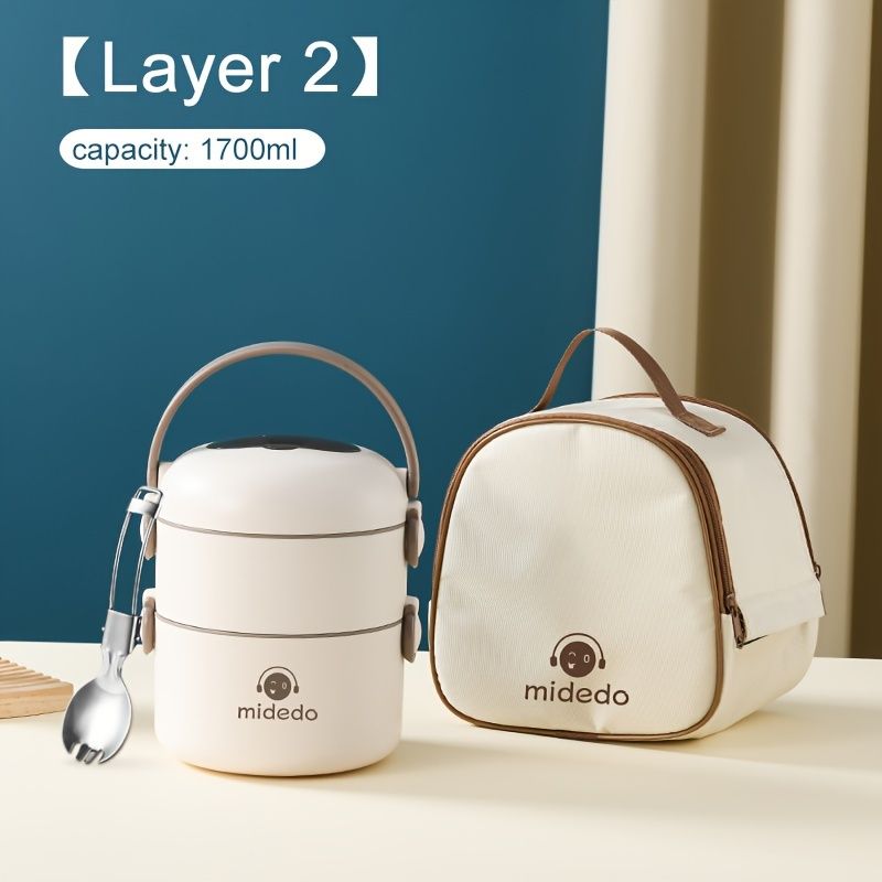 3-layer lunch box, insulated lunch box, portable lunch box, food storage view 5