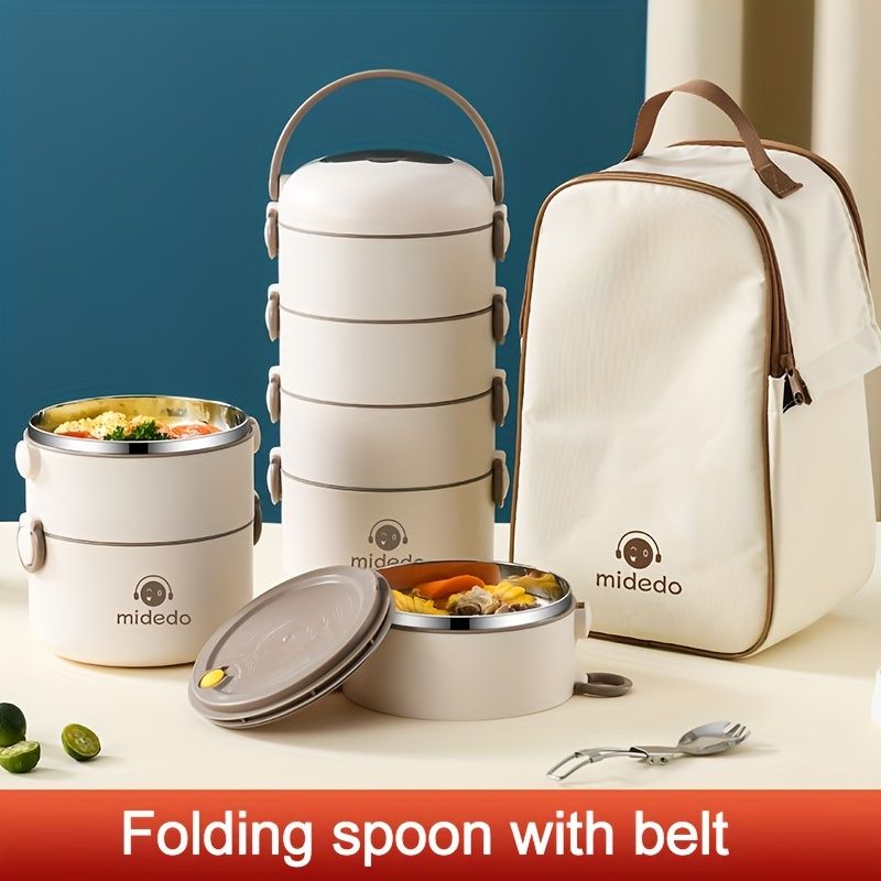 Beige Pink 4-layer lunch box view 6