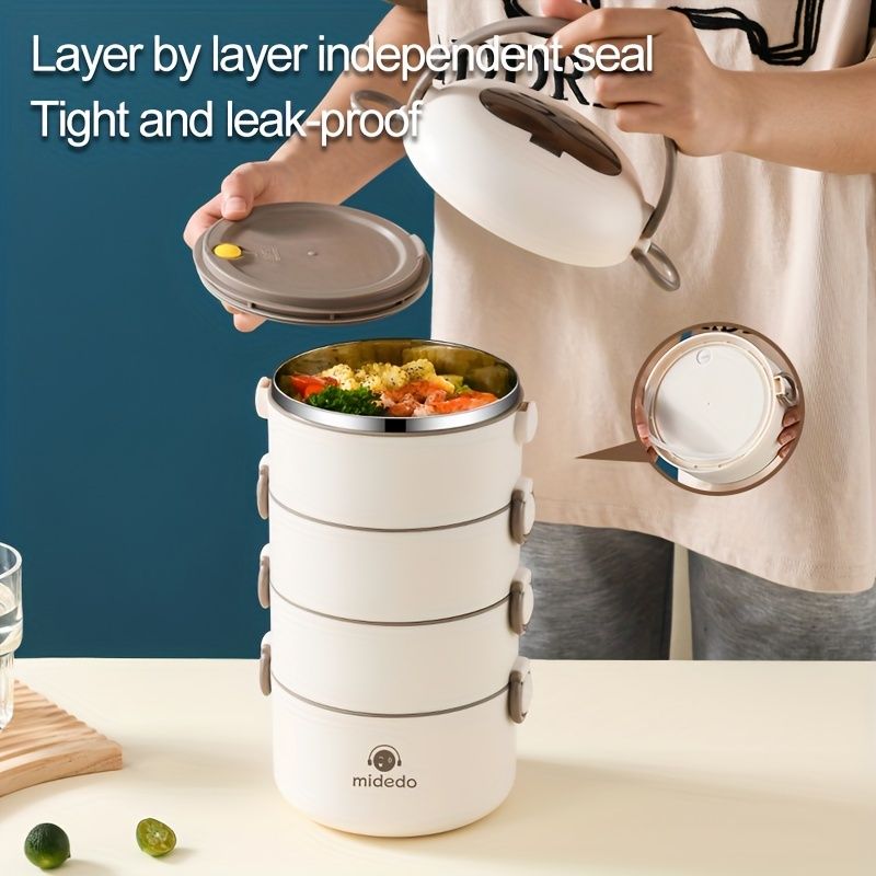 Beige Pink 4-layer lunch box view 8